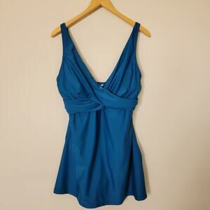 NWT Hilor Sz 16 Swimsuit 1 Piece Crossover Front Adjustable Straps Beach Cruise